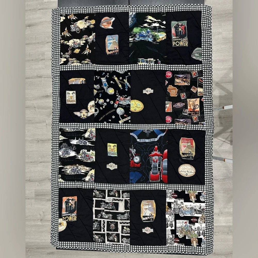 Harley-Davidson Handmade Custom Tori Richard Fabric Quilt Blanket